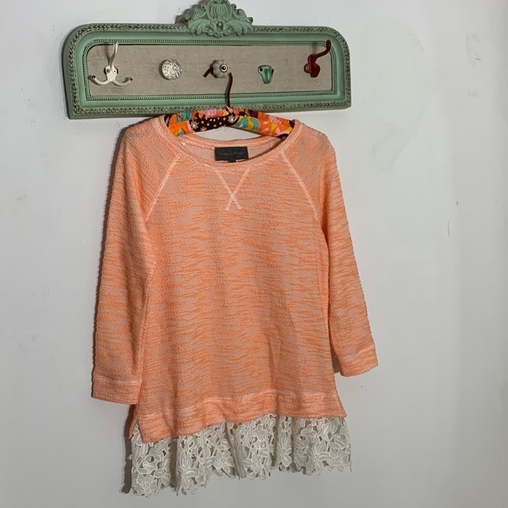 Anthropologie Sunday in Brooklyn Orange Top Womens Size XS Lace Knit